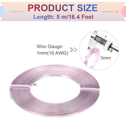 MECCANIXITY Aluminum Flat Wire, 3mm 18 Gauge Bendable Nose Wire Soft Craft Jewelry Wire for Jewelry Making Handmade Crafts DIY Bezel Sculpting, Light Pink - color: Light Pink