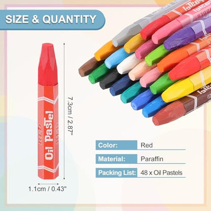PATIKIL Red Oil Pastels, 48Pcs Soft Oil Crayons Pastels Stick Vibrant and Creamy Art Supplies Bulk for Artists Beginners Art Painting Drawing Blending Graffiti Gallery - color: Red