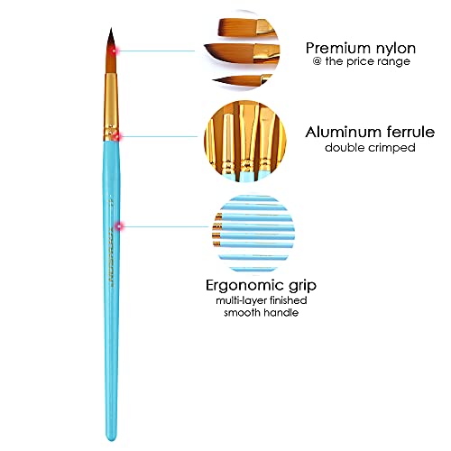 Transon Artist Paint Brush Set of 12 for Acrylic Watercolor Gouache Oil Craft Painting Blue - color: 12 Pcs Blue