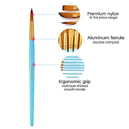Transon Artist Paint Brush Set of 12 for Acrylic Watercolor Gouache Oil Craft Painting Blue - color: 12 Pcs Blue