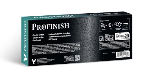 Vallejo - Airbrush Profinish, Profesional Dual-Action Gravity-Feed System with 0.2 & 0.3mm Nozzles and 0.1/0.3 & 0.5 fl.oz. Cup Included, Ideal for Artists, Ultra-Light Alloy Construction