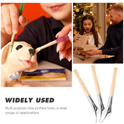 EXCEART 3pcs Batik Pen Tool Set Stainless Steel Wax Printing Tools for Pottery Clay Sculpture Fabric Drawing Line Carving DIY Crafts 7.36 in