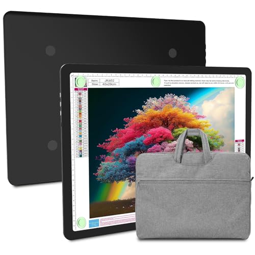 Elice Rechargeable A3 Light Pad with Carry Bag, Magnetic LED Light Board with Physical Button, Super Bright Diamond Art Light Pad, Ultra-Thin Light Box for Tracing, Weeding, Diamond Painting -Black - color: Black, size: A3 with Carry Bag