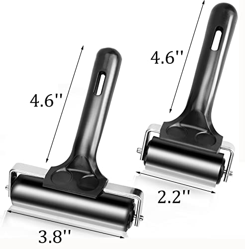 Yesland 4 Pcs Brayer Roller, Black Rubber Roller for Printmaking Wallpapers Stamping Gluing Application - 3-7/8 & 2-3/8 Inches (Pack of 2) - size: 3.8'' & 2.2'' (Pack of 2)