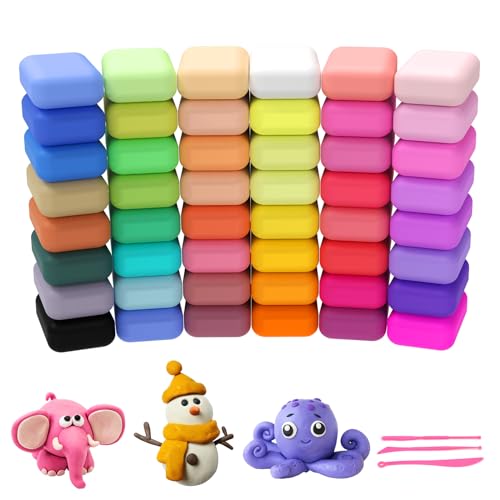 Air Dry Clay Kit - 48 Colors Air Dry Ultra Light Clay, Air Dry Clay for Crafting, DIY Molding Clay for Kids, DIY Clay Kit with Sculpting Tools, Decoration Accessories, Kids Art Crafts - color: 48 Color