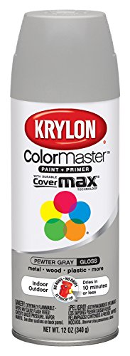 Krylon K05160607 ColorMaster Paint + Primer, Gloss, Pewter Grey, 12 oz. - color: Pewter Grey, size: 12 Ounce (Pack of 1), style: Gloss