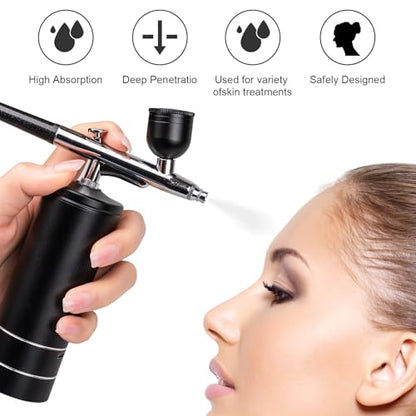 Esakoya Portable Airbrush Kit, Rechargeable Airbrush Kit with Compressor | Non-Clogging High-Pressure Air Brush Set with 0.3mm Nozzle, Cordless Air Brush for Makeup, Barber, Nail Art, Cake Decor