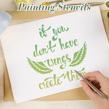 Motivational Stencils for Crafts Reusable 12Pcs Stencils(7.8X7.8 Inch) - color: Motivational