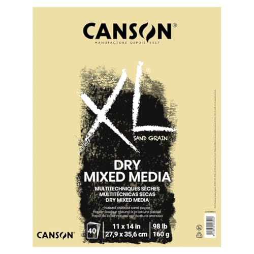 Canson XL Series Sand Grain Dry Mixed Media Pad, 11" x 14", Cream, 98 lb. (160gsm), 40 Sheets/Pad - color: Cream, size: 11" x 14"