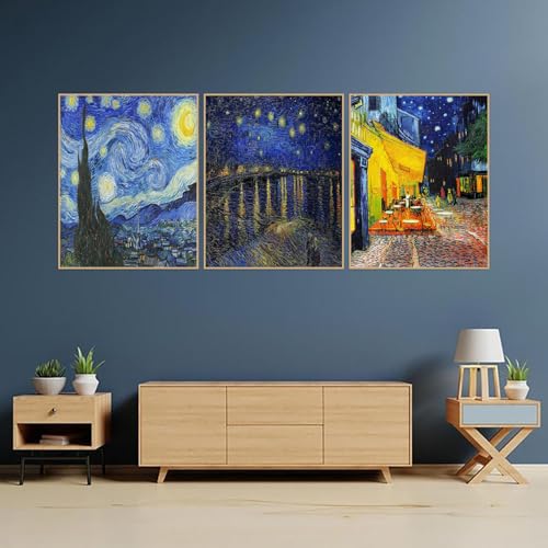 3 Pack Van Gogh Diamond Art Kits for Adults Diamond Painting Kit Beginner - color: DP03142, size: Round Drill