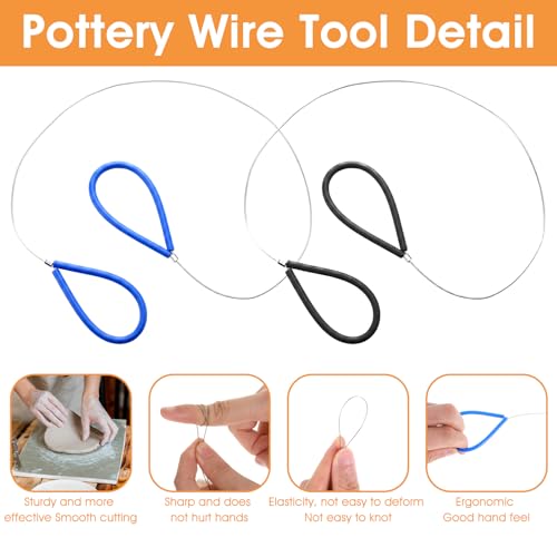 4PCS Wire Clay Cutter, Multifunctional Pottery Sculpting Trimming Tool Set