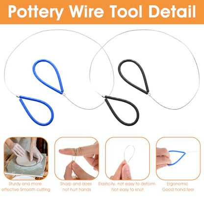4PCS Wire Clay Cutter, Multifunctional Pottery Sculpting Trimming Tool Set