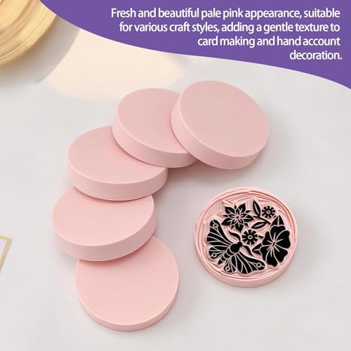 6 Pack 2"x2" Round Block Pale Pink Rubber Stamp Carving Blocks Rubber Carved Brick Soft Rubber Linoleum Block for Craft Project - style: Round