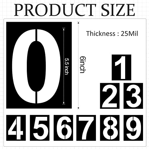 6 Inch Number Stencils Plastic Number Stencils Reusable Digital Painting Templates for Cake Stencil Address Templates - size: 6 Inch