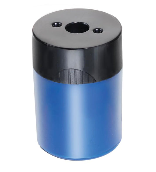 STAEDTLER Pencil Sharpener (1 Pack) with Screw Lid and Tub - No Spill Compact Design for Standard and Colored Pencils, Metal Blade, Assorted Colors | premium quality sharpener with screw-on lid, compact size for pencil case and work-station, 511 63BK - si