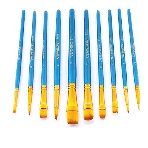 Transon 20pcs Bulk Artist Paint Brush Set for Acrylic Watercolor Gouache Hobby Craft Face Painting Blue - color: Blue