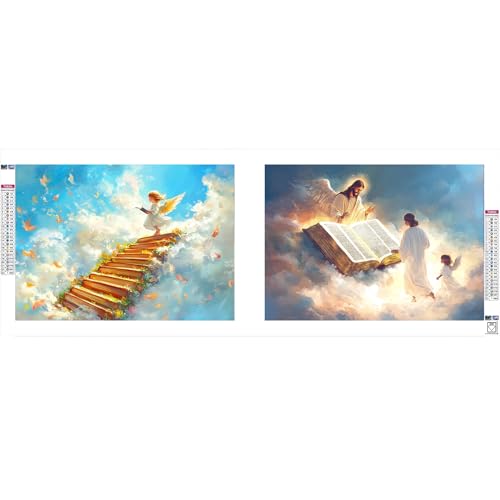 Bimkole Large Diamond Art Kits for Adults Angel, Full Drill 5D DIY Rhinestone Embroidery Set Paint with Diamonds Art Jesus by Number Kits Cross Stitch Home Wall Craft Decoration 31.5x11.81 Inch - color: Angel Jesus