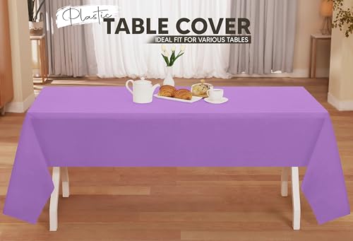 Utopia Kitchen Plastic Table Cloth Disposable [Lavender, 6 Pack] | Rectangle Tablecloth Waterproof Stain Resistant Party Table Cover - color: Lavender, size: 54X108 Inch - 6PC
