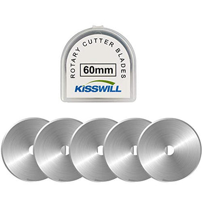 Rotary Cutter Blades 60mm - 5 Pack Refill Rotary Blades 60 mm Fits for Fiskars 60mm Rotary Cutter, Sharp and Durable - color: 60MM Blades