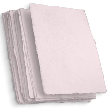 Wanderings A5 Handmade Deckled Edge Cotton Paper - Cold Pressed Texture - Paint, Watercolor, Writing, Printer - Cards, Invitations, Menus, Arts and Crafts. 50 Pack Pink 150 GSM - 5.8" x 8.3" - color: Pink, size: A5