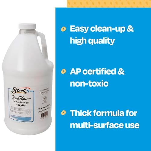 Sax True Flow Heavy Body Acrylic Paint, 1/2 Gallon, Titanium White - 439301, 64 Fl Oz (Pack of 1) - color: Titanium White