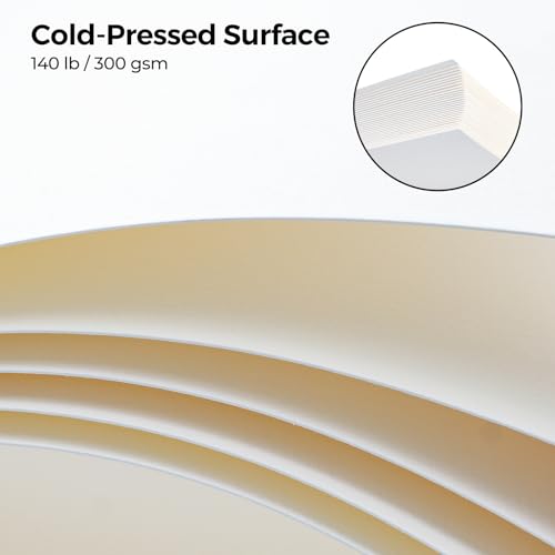 Funto Watercolor Paper Pads, 9x12, 140lb/300gsm, 30 Sheets Each, Cold Pressed, Acid-Free Heavyweight Art Paper for Painting, Drawing - color: 9x12-White-2Pack