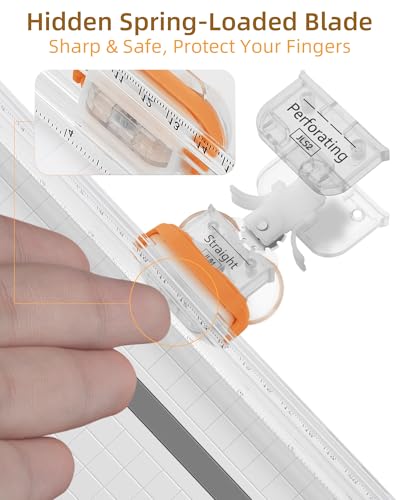 Firbon 3-in-1 Paper Cutter, 9“ Compact A5 Paper Trimmer - color: Orange