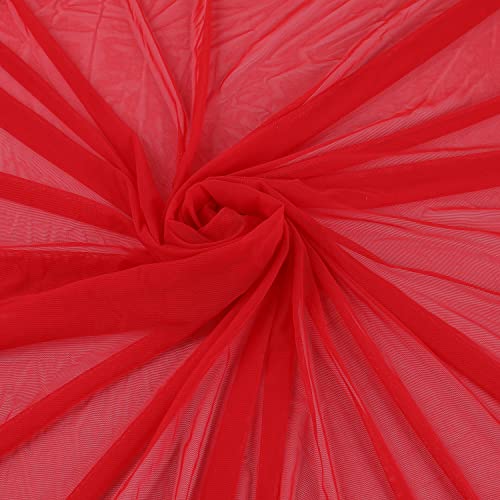 Superfine 4-Way Stretch Net Fabric Nylon Spandex Power Mesh Lightweight Sheer 60" Wide, a Continuous 5 Yards (Vivid Red) - color: Vivid Red