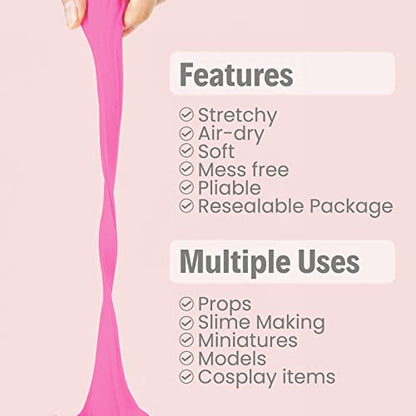 BOHS Foam Clay, Pink Air Dry Modeling Clay, 1.1 lb | Soft, lightweight; crack-free finish; EVA and polystyrene foam details; cosplay props, figurines, fake bakes and slime making - color: Pink, size: 500 g