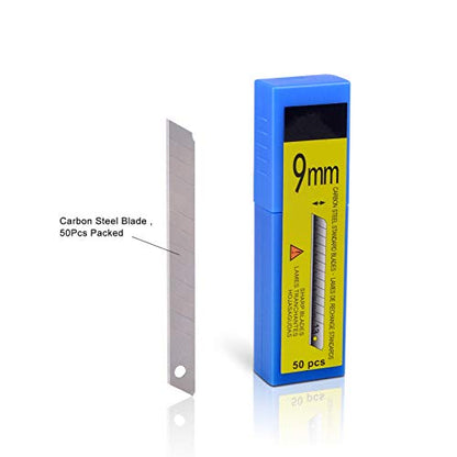 FOSHIO 60 Degree Snap Off Universal Art Knife Replacement Blades, High Hardness Carbon Steel Material, Auto Vinyl Wrap Office Cutter Craft Knife Sharp Blades, Pack of 100 - color: Blue - 60 Degree Blades
