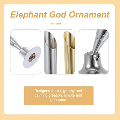 Ciieeo Single Pen Display Stand Organizer Metal Pen Holder 2pcs Metal Insertion Dip Pen Holder Pen Base Quill Fountain Desktop Pens Base - color: Silver Golden, size: 8.2x1.7x1.2cm