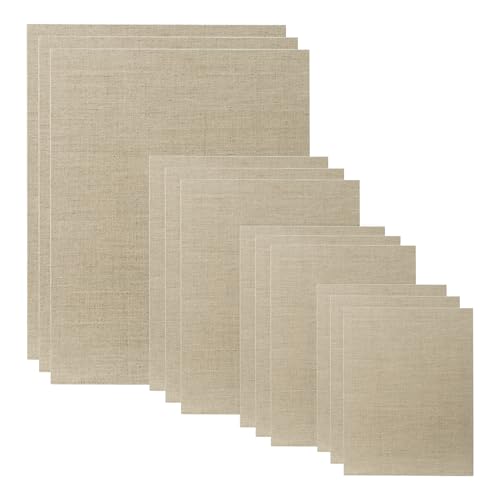 Senso Clear Primed Linen Panels - Small Sampler Set of 12 Canvas Panels - 3 Each of Sizes 8x10, 9x12, 11x14, and 16x20 for Painting Oils, Acrylics, Pastels and More - size: Small Set of 12