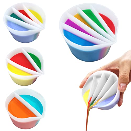Split Cup for Paint Pouring Fluid Art Silicone Split Cup Resin Pouring Painting Tools DIY Making Drawing Accessories Reusable Split Cup with Dividers (5 Channels) - color: 5 Channels