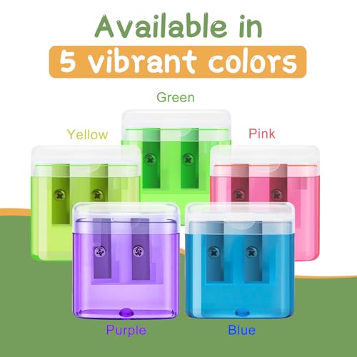 60 Pack Bulk Pencil Sharpeners, Double Hole Manual, with Lid, Small | Handheld Pencil Sharpeners, Multicolor Manual with Lid, for Classroom School Supplies - size: 60 Pcs