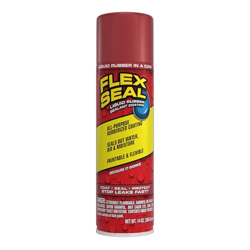 Flex Seal, 14 oz, Red, Stop Leaks Instantly, Waterproof Rubber Spray On Sealant Coating, Perfect for Gutters, Wood, RV, Campers, Roof Repair, Skylights, Windows, and More - color: Red, size: 14 oz (Pack of 1)