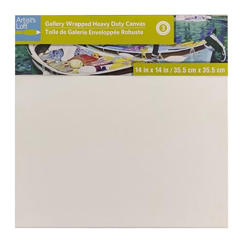 Artist's Loft 14" x 14" Level 3 Gallery Wrapped Heavy Duty Canvas - Archival Quality and Acid Free Cotton Canvas for Acrylic and Oil Paints - 1 Pack - size: 14 x 14