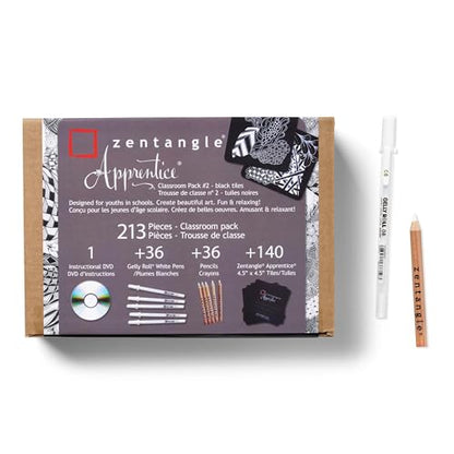 SAKURA Zentangle Apprentice Classroom Pack, Black Tiles, 213 Piece - size: Apprentice Classroom Pack #2