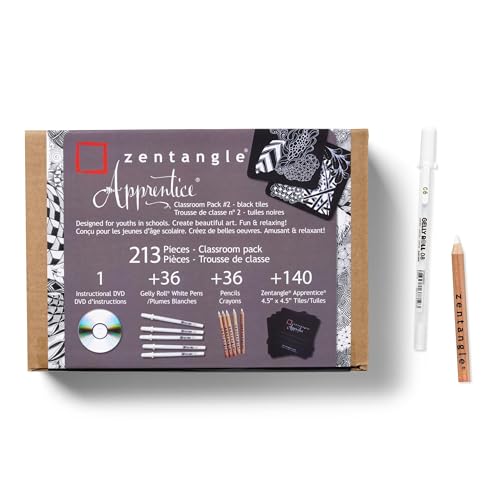 SAKURA Zentangle Apprentice Classroom Pack, Black Tiles, 213 Piece - size: Apprentice Classroom Pack #2