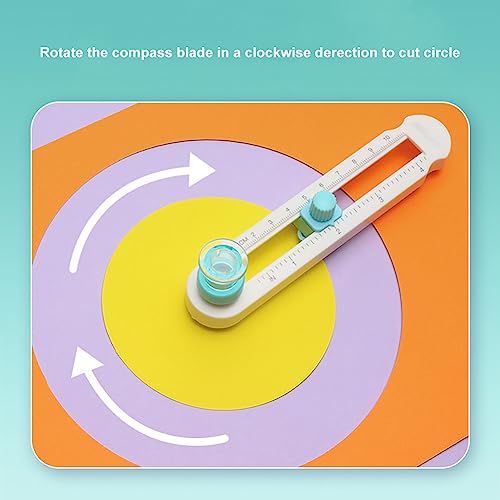 KW-triO Circe Cutter for Paper Crafting Circular Cutter Tool Rotary Compass Circle Cutter Adjustable Cutting Diameter Ranges from 3/4 in to 8 in (Cyan & White, Mini) - size: Mini + 0 Replacement Blades