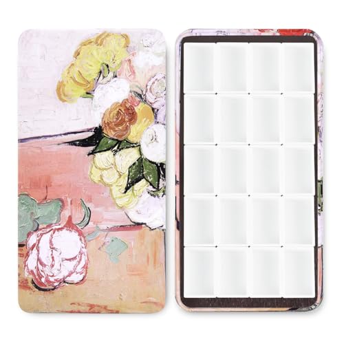 20Pcs Full Pans Watercolor Tin Palette Paint Case with Magnetic Stripe | Metal Art Paint Mixing Tray,3ml Empty Full Pans,Portable Empty Paint Box for DIY Watercolor Oils Acrylics Drawing,Champs Rose - color: Champs Rose