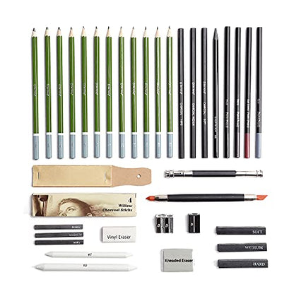 Der König Drawing Set for Kids Ages 8-12 - Drawing Kit with 41pcs of Drawing Supplies - Sketchbook 9”x12” 100 pages and Portable Drawing Pencil Case - Kids, Teens, and Adults