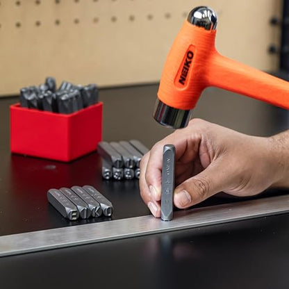 NEIKO 02625A Number and Letter Punch Set with Heat-Treated Steel Punches, Imprinting & Arts and Crafts, 5/16" (8MM) Shaft, 36 Pc Stamp Set, Uppercase Letter & Number Punch Set (A-Z / 0-8 / "&" Symbol) - size: 8mm - 5/16"