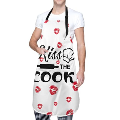 Imiss Waterproof Stain-Resistant Cooking Chef Aprons for Grill BBQ Baking 27 X 31 Inch - color: Kiss the Cook