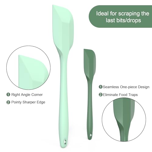 Silicone Spatula Set, Premium Spatulas Silicone Heat Resistant 2 Small & 2 Large Flexible Scraper for Nonstick Cookware, Rubber Spatula for Kitchen Mixing Baking Cooking Use, Soft Spatula - Set of 4 - color: 2 small(high-grade-green)+2 large(fresh-green)