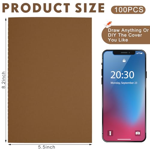 Mimorou 100 Pcs A5 Journals Notebooks Bulk,Dark Brown,Lined - color: Dark Brown, style: Lined
