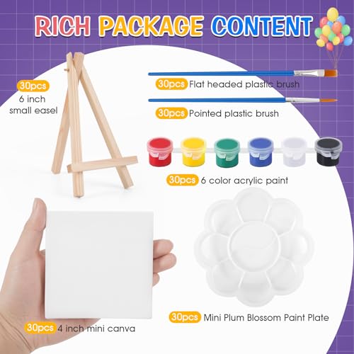 ESRICH 30 Set Canvas Painting Kit, Mini Acrylic Paint Set - size: 30 set 4 x 4 inches