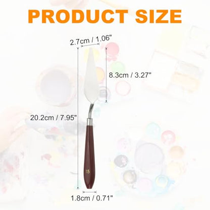HARFINGTON Palette Knife Painting Tool 3.27" x 1.06" Stainless Steel Art Spatula Pallet Knives Scrapers Tools with Plastic Handle for Acrylic Oil Canvas Mixing Spreading, Red/Silver - size: 3.27" x 1.06"