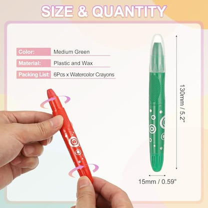 PATIKIL Watercolor Gel Crayon, 6Pcs Washable Twist Crayons for Coloring, Drawing, Painting, Medium Green (5.2x0.59) - color: Medium Green
