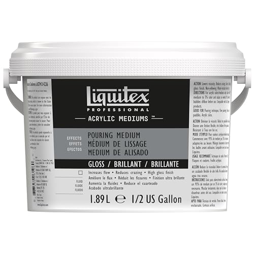 Liquitex Professional Effects Gloss Pouring Medium, Half Gallon Bucket | Prepare Color for Smooth Wet Look Pours, Lowers Viscosity; Mix with Any Acrylic Paint, Resistant to Aging, Non-Yellowing - color: Gloss, style: 64-oz