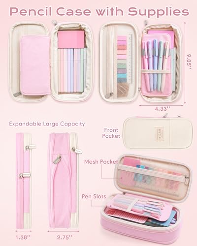 XKDOUS 40 Bible Study Kit, Journaling Supplies for Women with Case, Pink | Bible Journaling Supplies with Bible Tabs Pencil Case and More, Helps Highlight Verses, Notes and Prayers with Writing Pens - color: Pink
